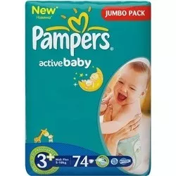 Pampers Active Baby 3 Plus / 74 pcs отзывы на Srop.ru