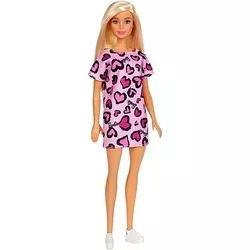 Barbie Blonde Wearing Pink Heart-Print Dress and Shoes GHW45 отзывы на Srop.ru